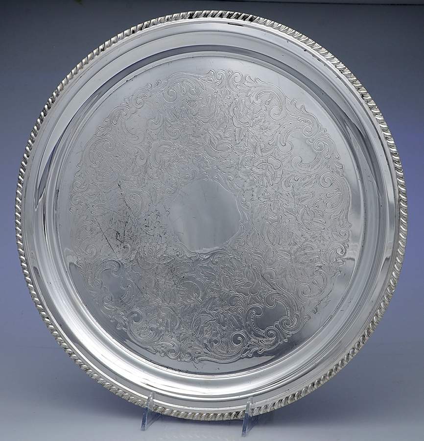 Silverplate Hollowware 14" Round Tray by Sheffield Silver Co (USA)-1