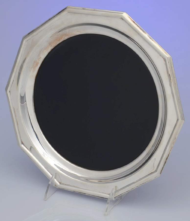 Silverplate Hollowware 10" Round Lucite Tray with Silverplated Band by Sheffield Silver Co (USA)-1