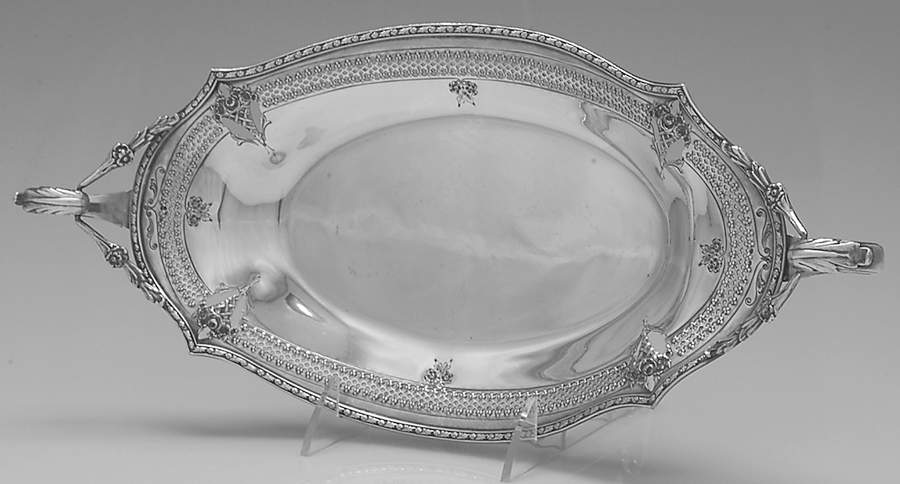 Silverplate Hollowware Plated Bread Tray with Handle by Sheffield Silver Co (USA)-1