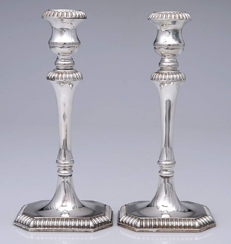 Silverplate Hollowware Pair of 9" Candlesticks by Sheffield Silver Co (USA)-1
