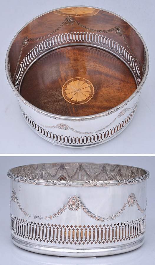 Mara (Silverplate, Hollowware) Wine Coaster with Wood Base by Sheffield Silver Co (USA)-1
