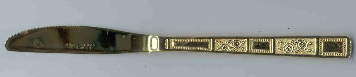 SRB72 (GOLD ELECTROPLATE) Modern Solid Knife by Stanley Roberts-1