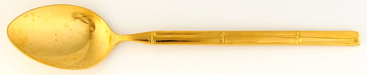 Golden Bambu (Gold Electroplate, Single) Place/Oval Soup Spoon by Stanley Roberts-1