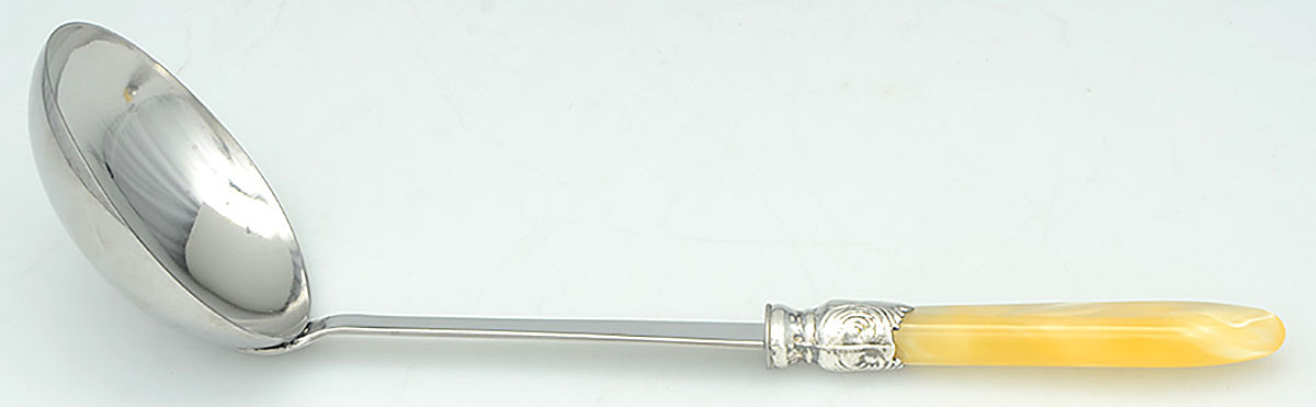 Baguette-Pearlized (Stainless) Soup Ladle with Stainless Bowl by Sabre-1