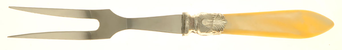 Baguette-Pearlized (Stainless) Small Steak Carving Fork with Stainless Prongs by Sabre-1