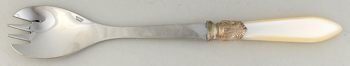 Baguette-Pearlized (Stainless) Salad Serving Fork with Stainless Prongs by Sabre-1
