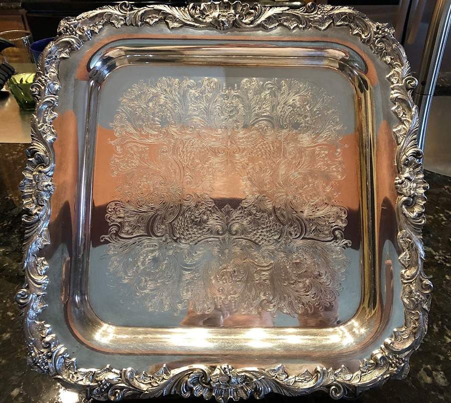 English Baroque (Silverplate, Hollowware) Square Silverplate Tray by Sheffield Silver Co (USA)-1