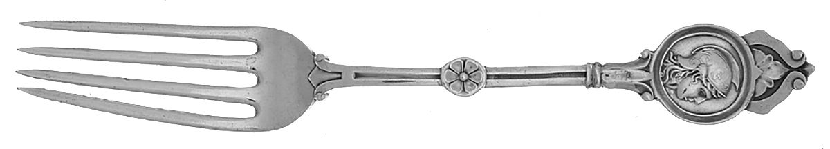 Medallion (Sterling-Coin, 1870) Coin Silver Fork by Schulz & Fischer-1