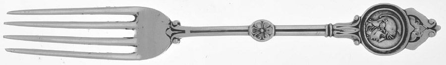 Medallion (Sterling-Coin, 1870) Coin Silver Fork by Schulz & Fischer-1