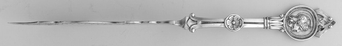 Medallion (Sterling-Coin, 1870) Coin Flat Handle Bright Cut Master Butter by Schulz & Fischer-1