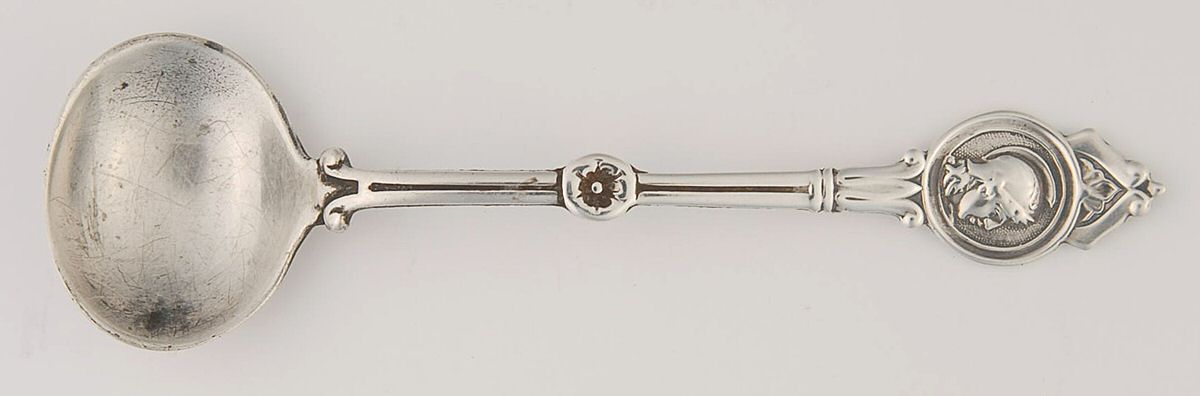 Medallion (Sterling-Coin, 1870) Coin Salt Master Spoon by Schulz & Fischer-1