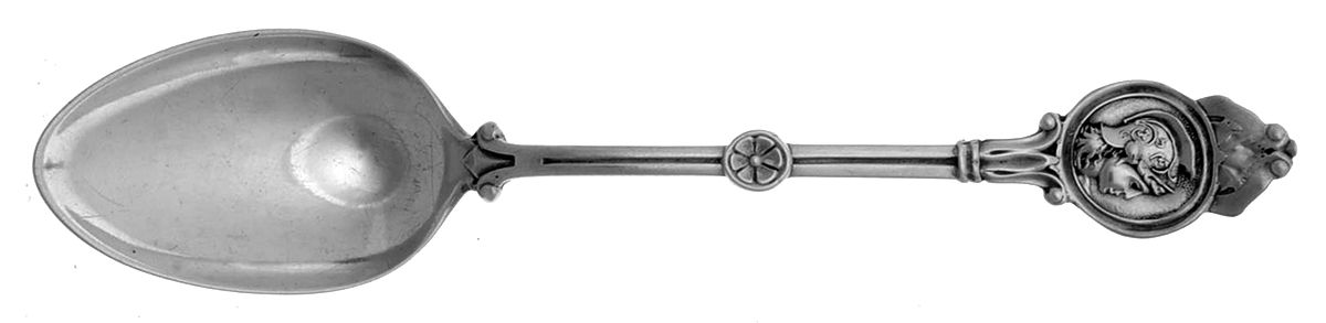 Medallion (Sterling-Coin, 1870) Teaspoon by Schulz & Fischer-1