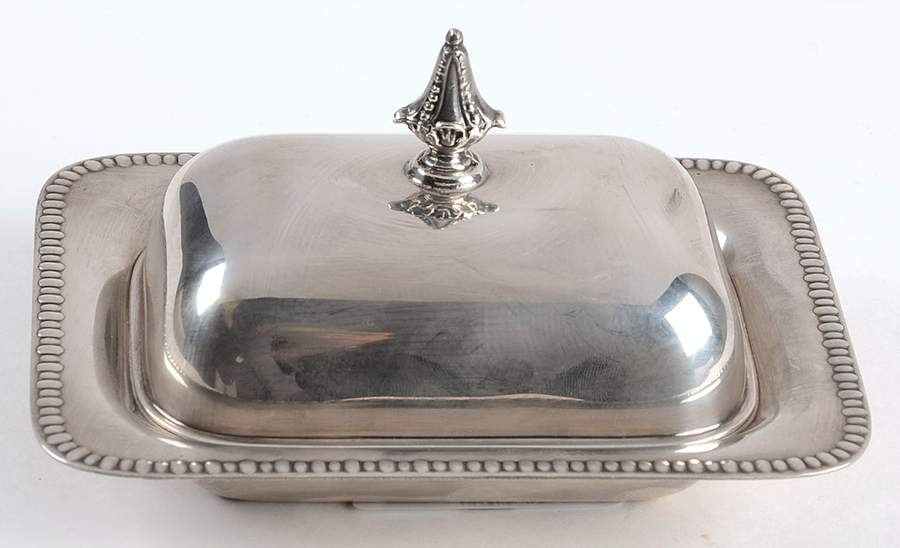 268 (Silverplate, Hollowware) Rectangular Covered Butter with Glass Liner by Sheffield Silver Co (USA)-1