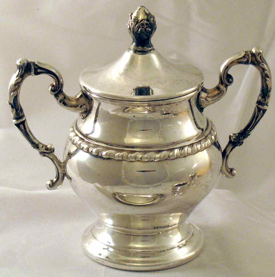 SDN8 (Silverplate, Hollowware) Sugar Bowl & Lid by Sheridan Silver Co-1