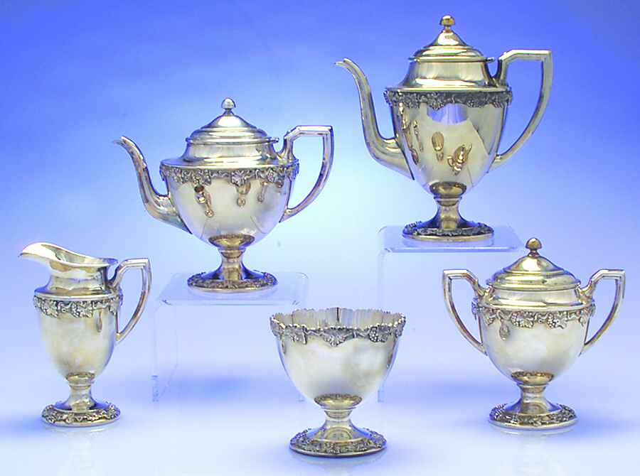 45 (Silverplate, Hollowware) 5-Piece Plated Tea Set (with Waste) by Sheffield Silver Co (USA)-1
