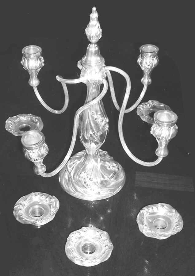 892 (Silverplate, Hollowware) 12" 5 Light Candelabra by Simpson Hall & Miller-1