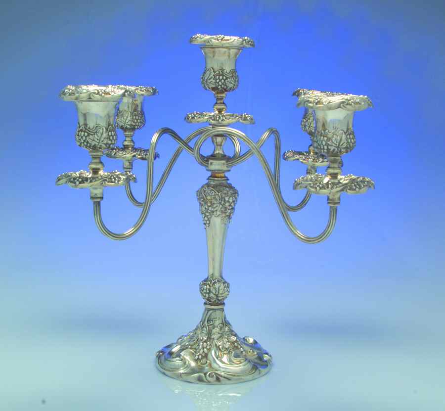 1206 (Silverplate, Hollowware) Large Plated 5-Light Candelabra by Superior-1