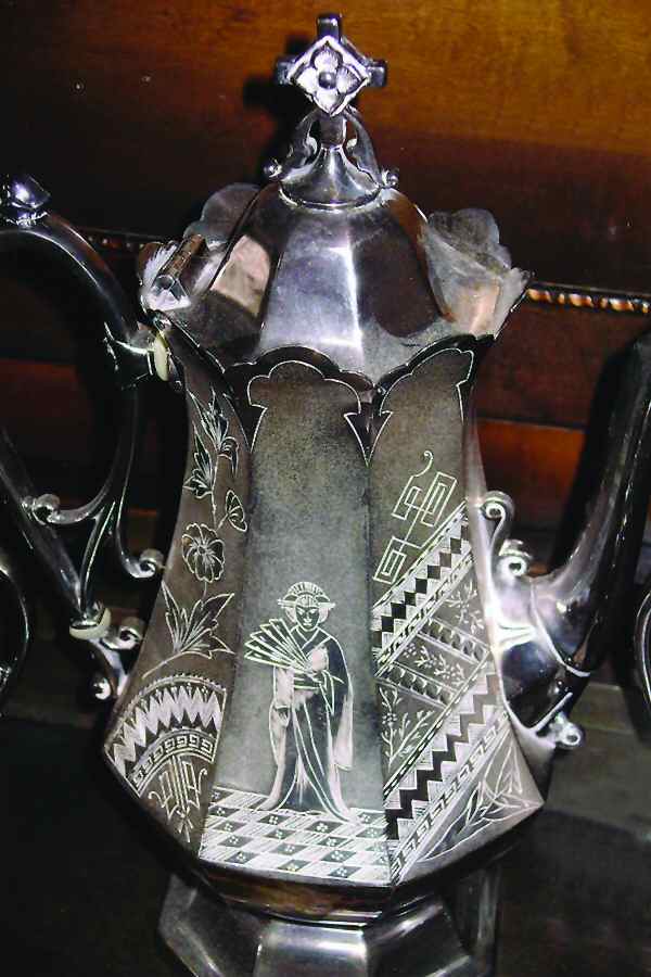 1874 (Silverplate, Hollowware) Silverplate Coffee Pot by Simpson Hall & Miller-1