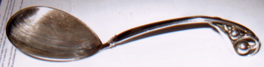 SOS7 (Sterling) Sauce Ladle, Solid Piece by Broderne W & S Sorensen-1