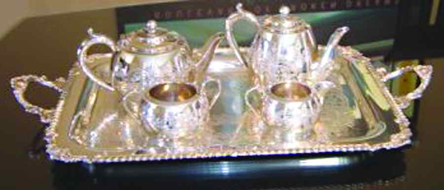 16058 (Silverplate, Hollowware) 5-Piece Silverplate Tea Set (with Tray) by Sheffield Silver Co (USA)-1