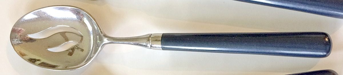 Spectrum-Cobalt Blue Pierced Tablespoon (Serving Spoon) by Stanley Roberts-1