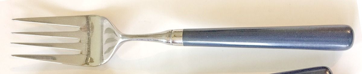 Spectrum-Cobalt Blue Medium Solid Cold Meat Serving Fork by Stanley Roberts-1