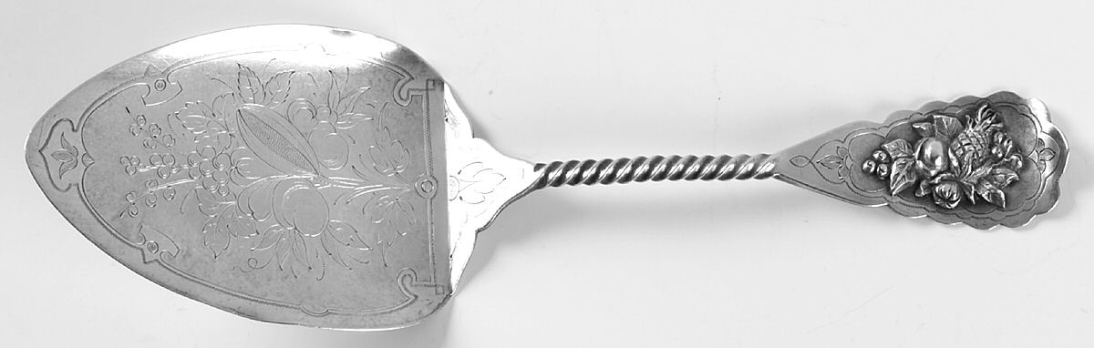 Coin Silver Flatware Large Solid Bright Cut Pie Knife by Schohay,Ludwig&Co-1