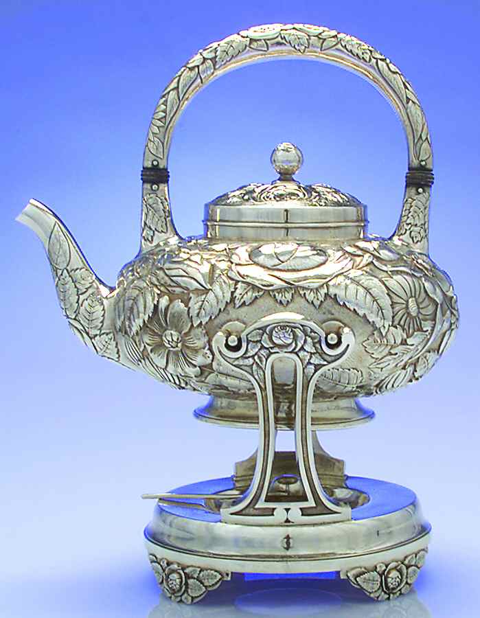 SHR15 (Sterling, Hollowware) Kettle, Stand & Burner by Shreve Silver-1