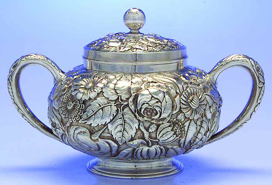 SHR15 (Sterling, Hollowware) Sugar Bowl & Lid by Shreve Silver-1