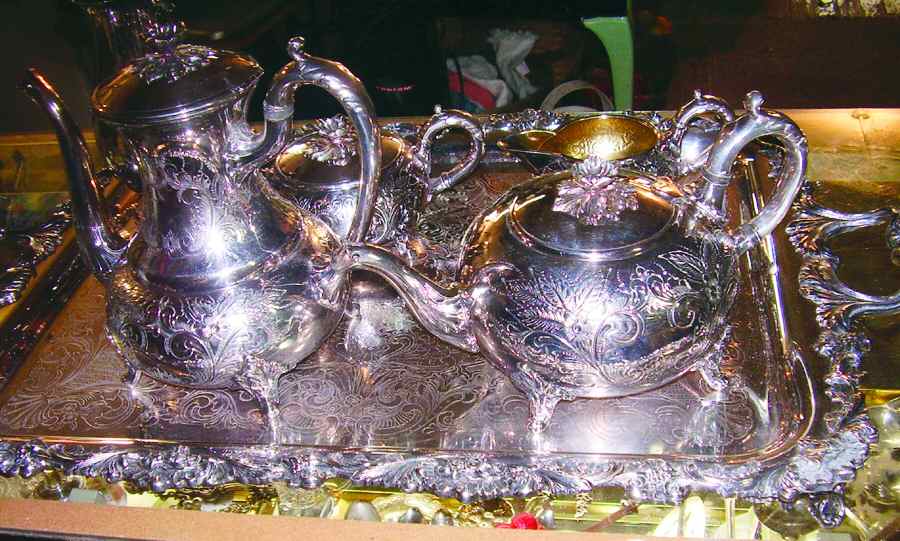 SHC57 (Silverplate, Hollowware) 5-Piece Silverplate Tea Set (with Tray) by Sheffield Silver Co (USA)-1