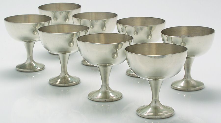 Pewter Hollowware Champagne/Sherbet - Set of 8 by Smythe (Sheffield)-1