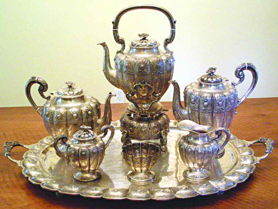 9560 (Sterling, Hollowware) 7 Piece Tea Set (SCP, STP, SCR, SSU, SWB, SKES & WTL) by Sanborns (Mexico)-1