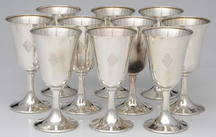 211 (Sterling, Hollowware) Water Goblet - Set of 10 by Schofield-1