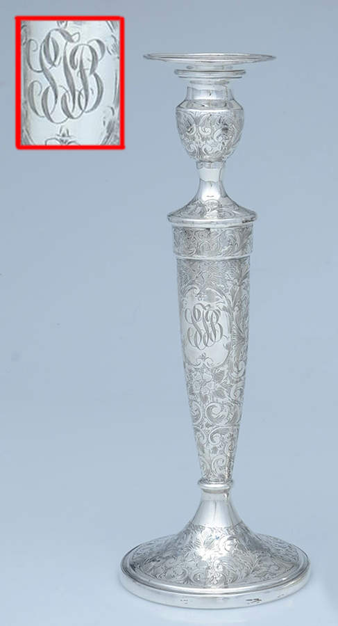 Lorraine (Sterling, Hollowware) Weighted Candlestick with Bobeche by Schofield-1