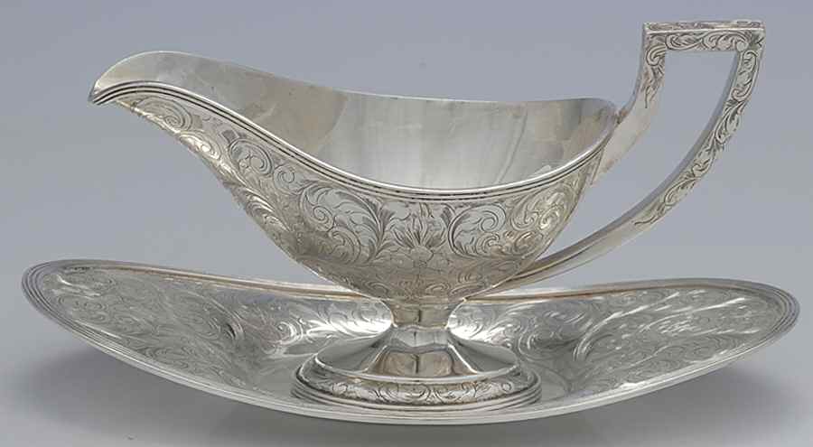 Lorraine (Sterling, Hollowware) Gravy Boat & Underplate by Schofield-1