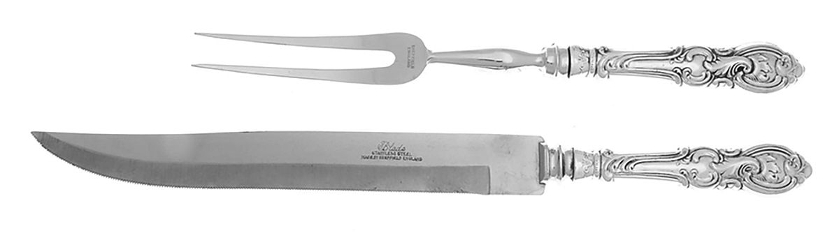 SSD3 (Sterling) Small Steak 2-Piece Carving Set w/Stainless Blade by Sheffield Silver Co (England)-1