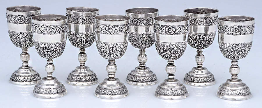 Aztec Rose (Sterling, Hollowware) Cordial Cup - Set of 8 by Sanborns (Mexico)-1