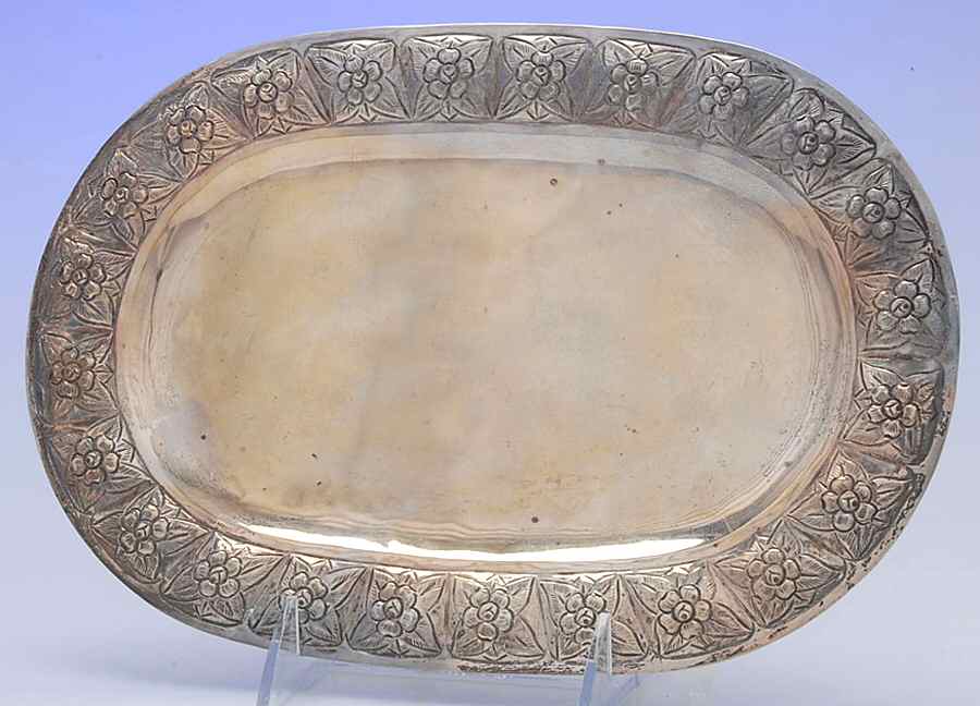 Aztec Rose (Sterling, Hollowware) 11" Oval Tray by Sanborns (Mexico)-1