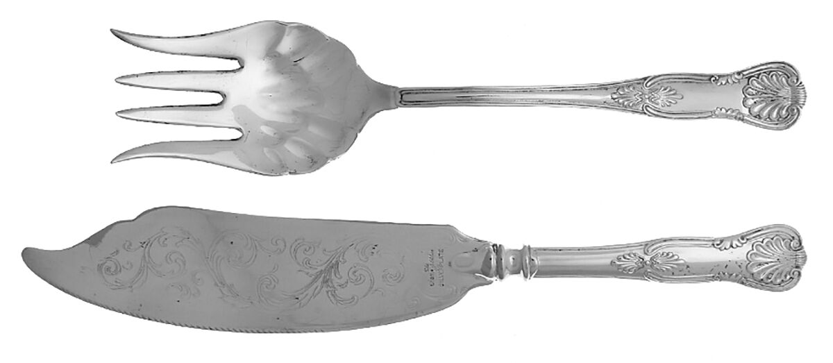 Kings (Silverplate) 2 Piece Large Solid Fish Serving Set by Sheffield-1