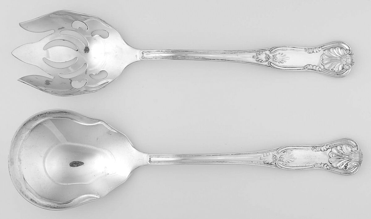 Kings (Silverplate) (2 Pc) Solid Salad Set by Sheffield-1
