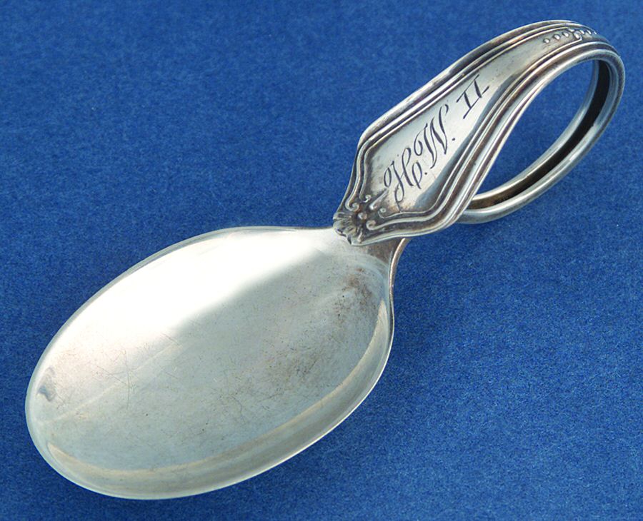 SBS14 (Sterling) Curved Handle Baby Spoon by Saart Brothers-1