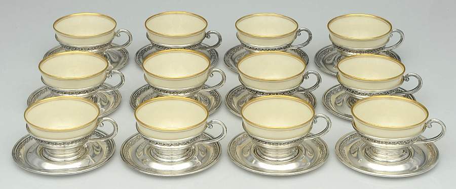 Sterling Hollowware Demi Cup and Saucer with Lenox Liner - Set of 12 by Saart Brothers-1