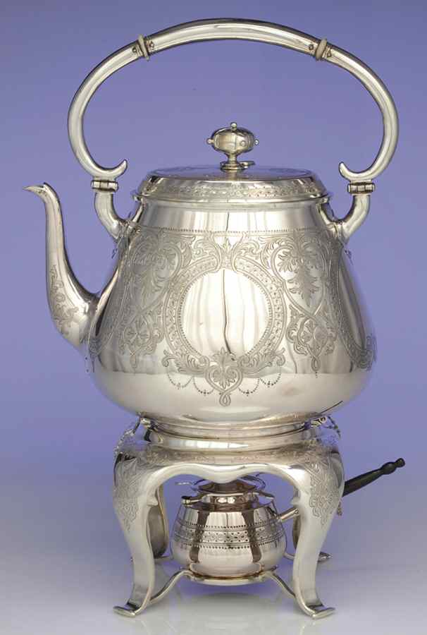 Sterling Hollowware Kettle, Stand & Burner by Samuel Smily-1
