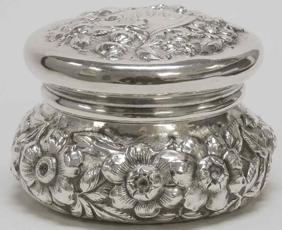 Repousse (Sterling, Hollowware) Covered Box by Simons Bros -1