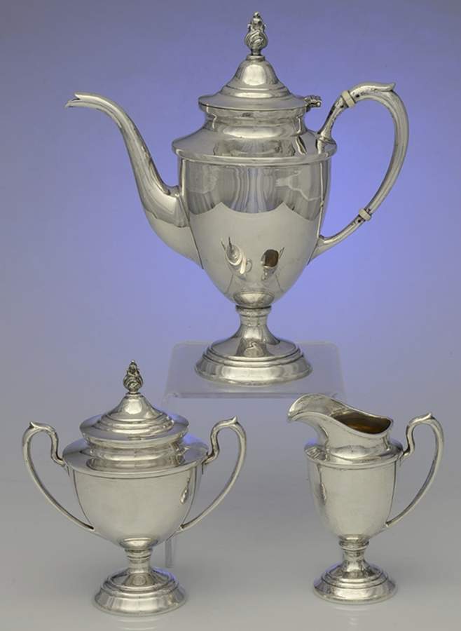 8500 (Sterling, Hollowware) 3-Piece Coffee Set with Coffee Pot by Schofield-1