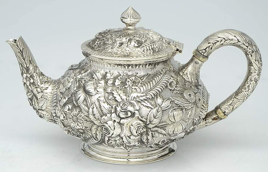 Baltimore Rose (Sterling, 1905, Hollowware) Teapot by Schofield-1