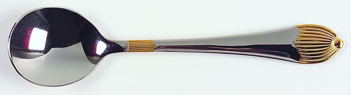 SBB11G (Stainless, Gold Accent) Round Bowl Soup Spoon (Gumbo) by SBS Bestecke-1