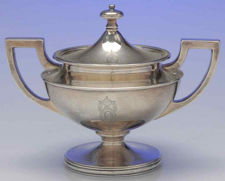 Adam (Strl, Hlwr, Urn & Swag, Plain) Sugar Bowl & Lid by Shreve Silver-1