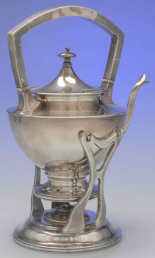 Adam (Strl, Hlwr, Urn & Swag, Plain) Kettle, Stand & Burner by Shreve Silver-1