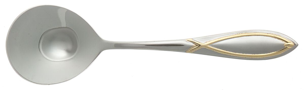 SBB18G (Stainless-Gold Accent) Round Bowl Soup Spoon (Cream Soup) by SBS Bestecke-1